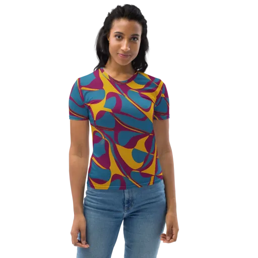 Teal Voltage on a Women's Crew Neck T-Shirt