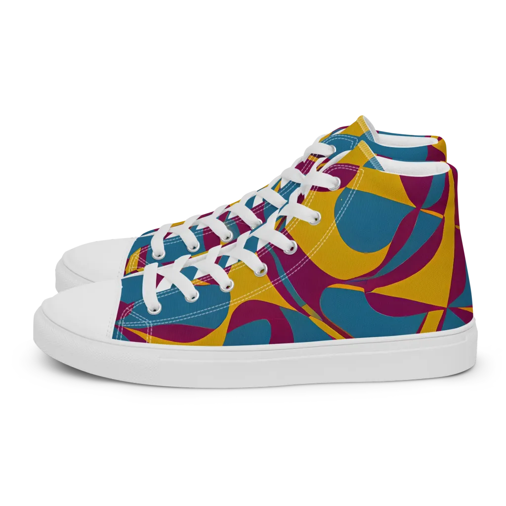 Teal Voltage on Women's High Top Canvas Shoes — Left