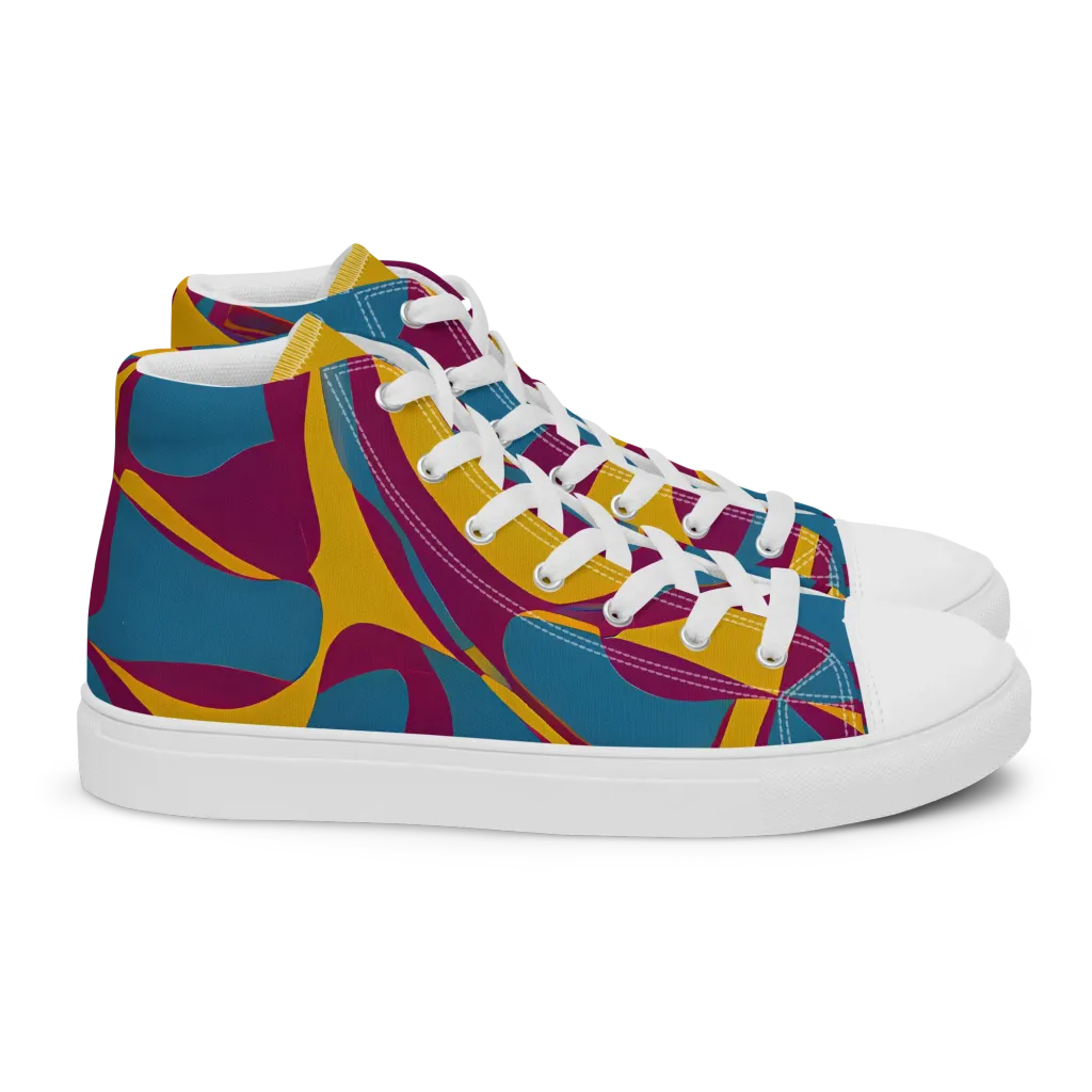 Teal Voltage on Women's High Top Canvas Shoes — Right