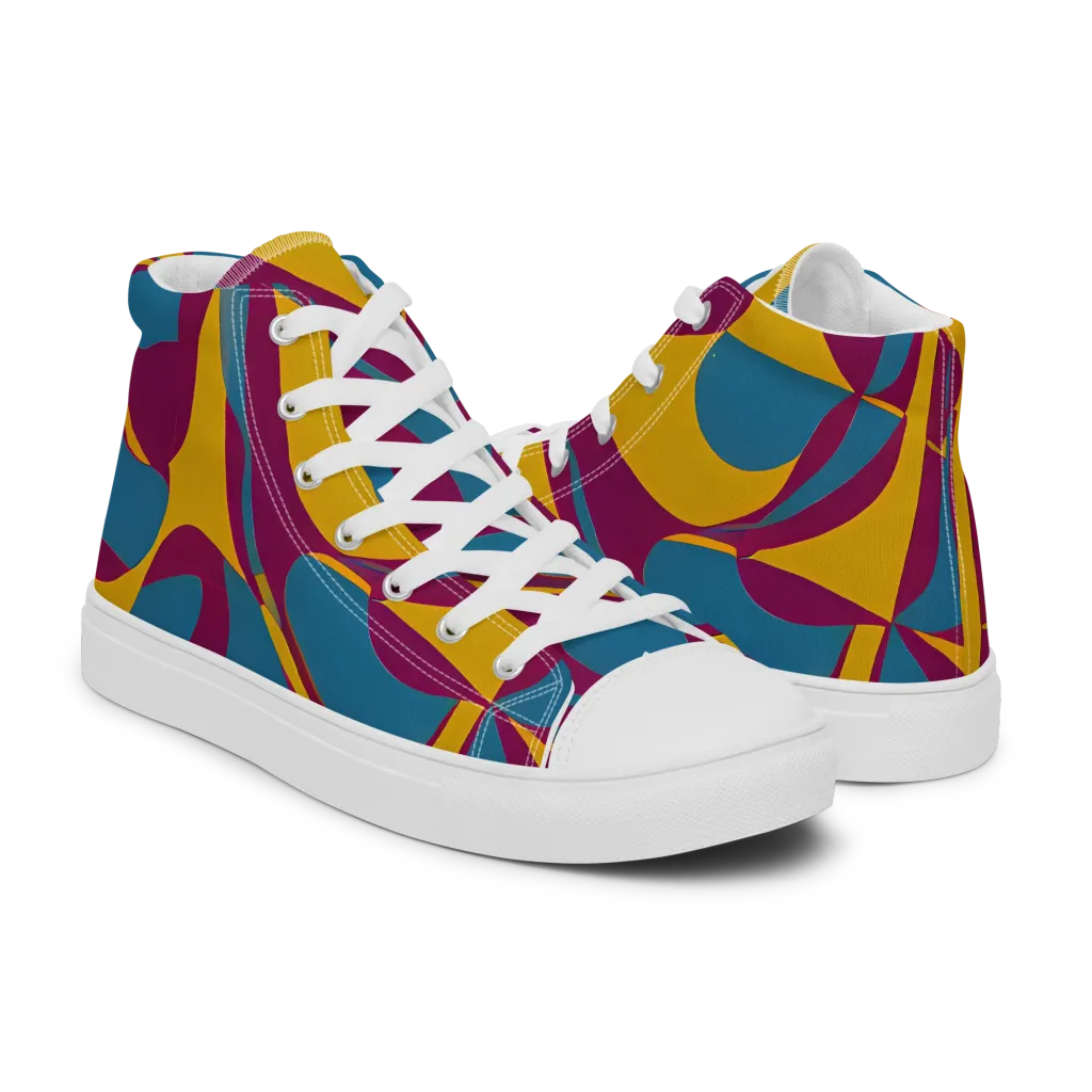 Teal Voltage on Women's High Top Canvas Shoes — Right
