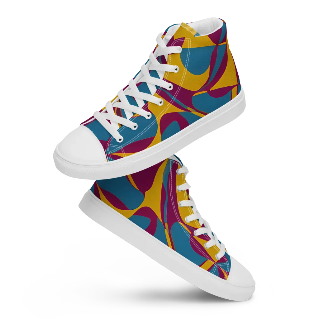 Teal Voltage on Women's High Top Canvas Shoes — Front