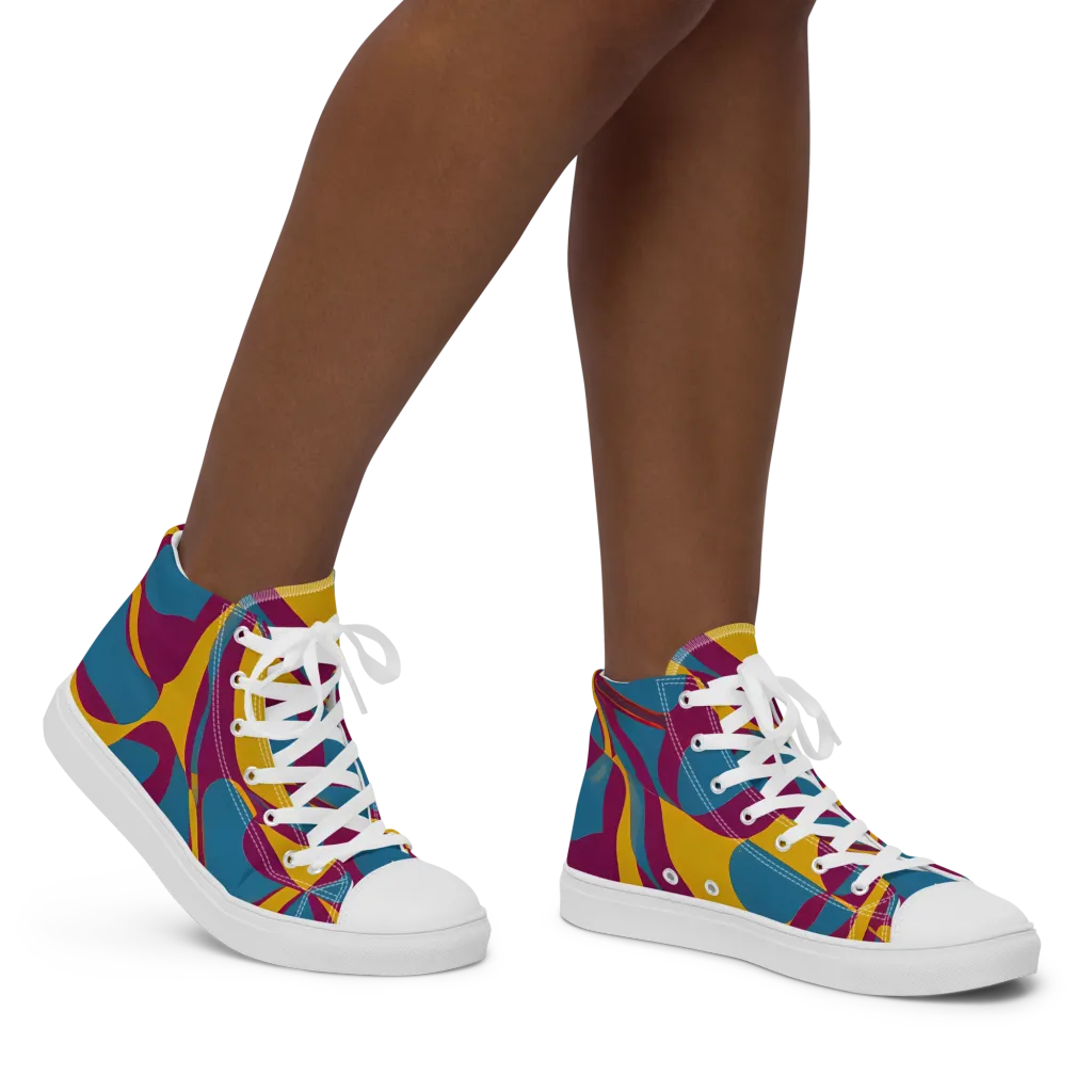 Teal Voltage on Women's High Top Canvas Shoes — Right