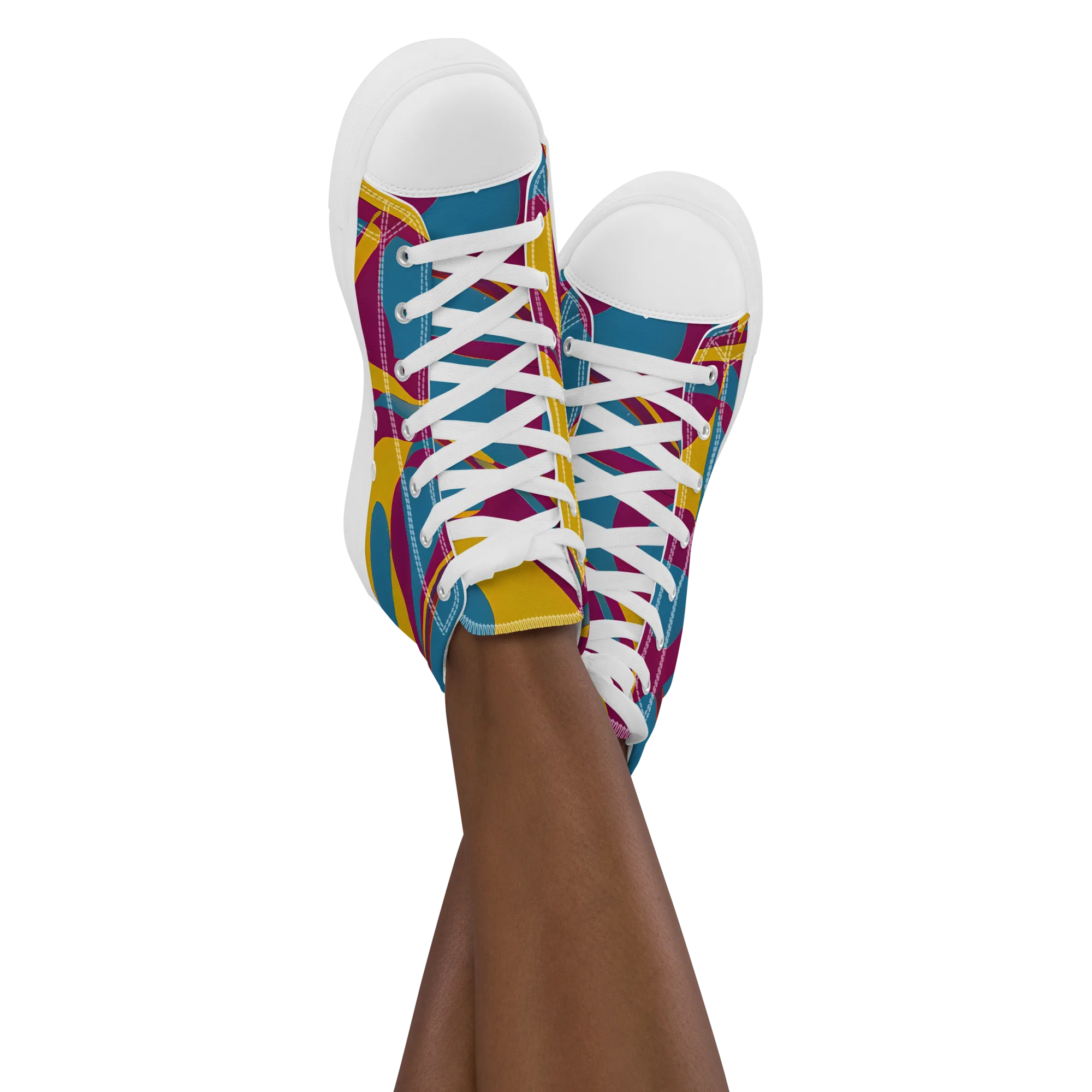 Teal Voltage on Women's High Top Canvas Shoes — Front