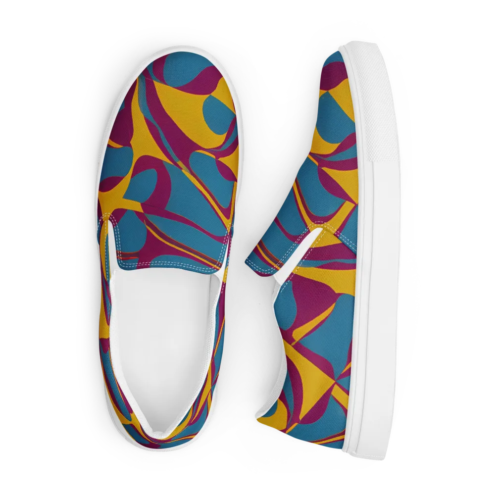 Teal Voltage on Men's Slip-On Canvas Shoes — Front
