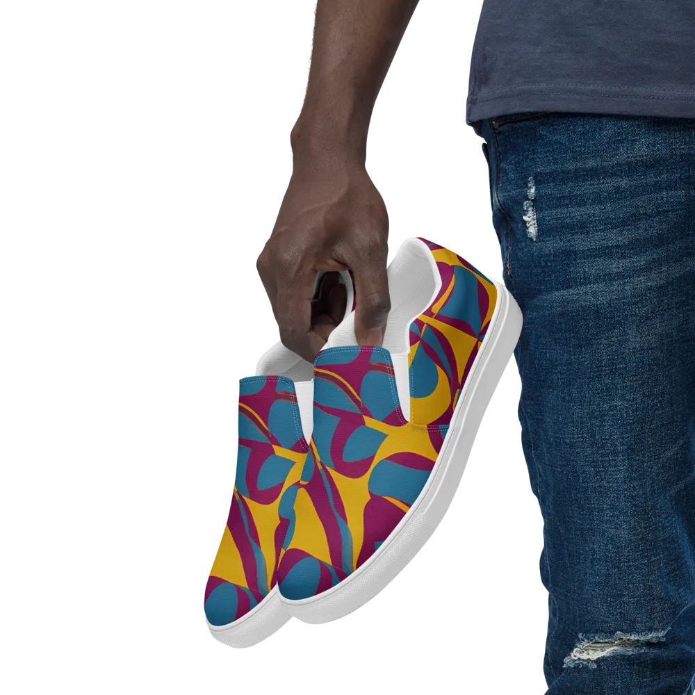 Teal Voltage on Men's Slip-On Canvas Shoes — Left Front