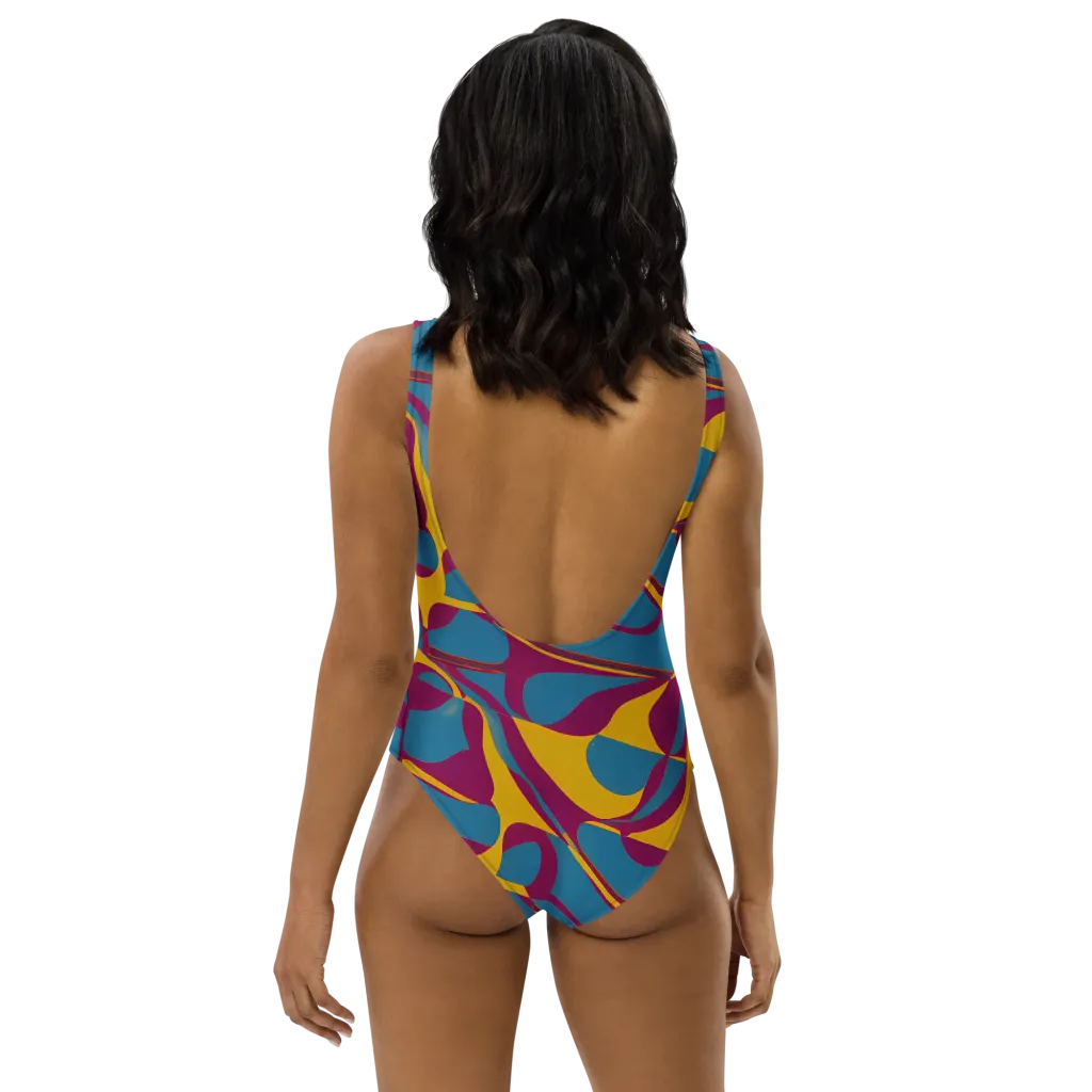 Teal Voltage on One-Piece Swimsuit — Back