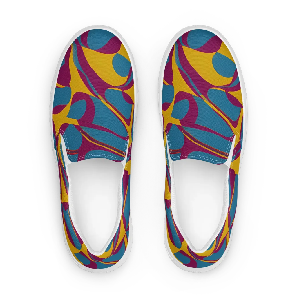 Teal Voltage on Women's Slip-On Canvas Shoes — Front