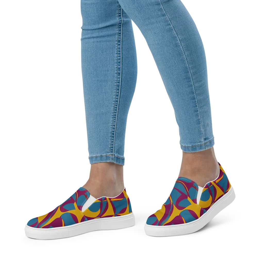 Teal Voltage on Women's Slip-On Canvas Shoes — Front
