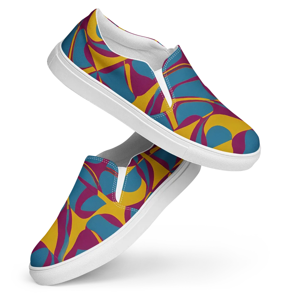 Teal Voltage on Women's Slip-On Canvas Shoes — Front