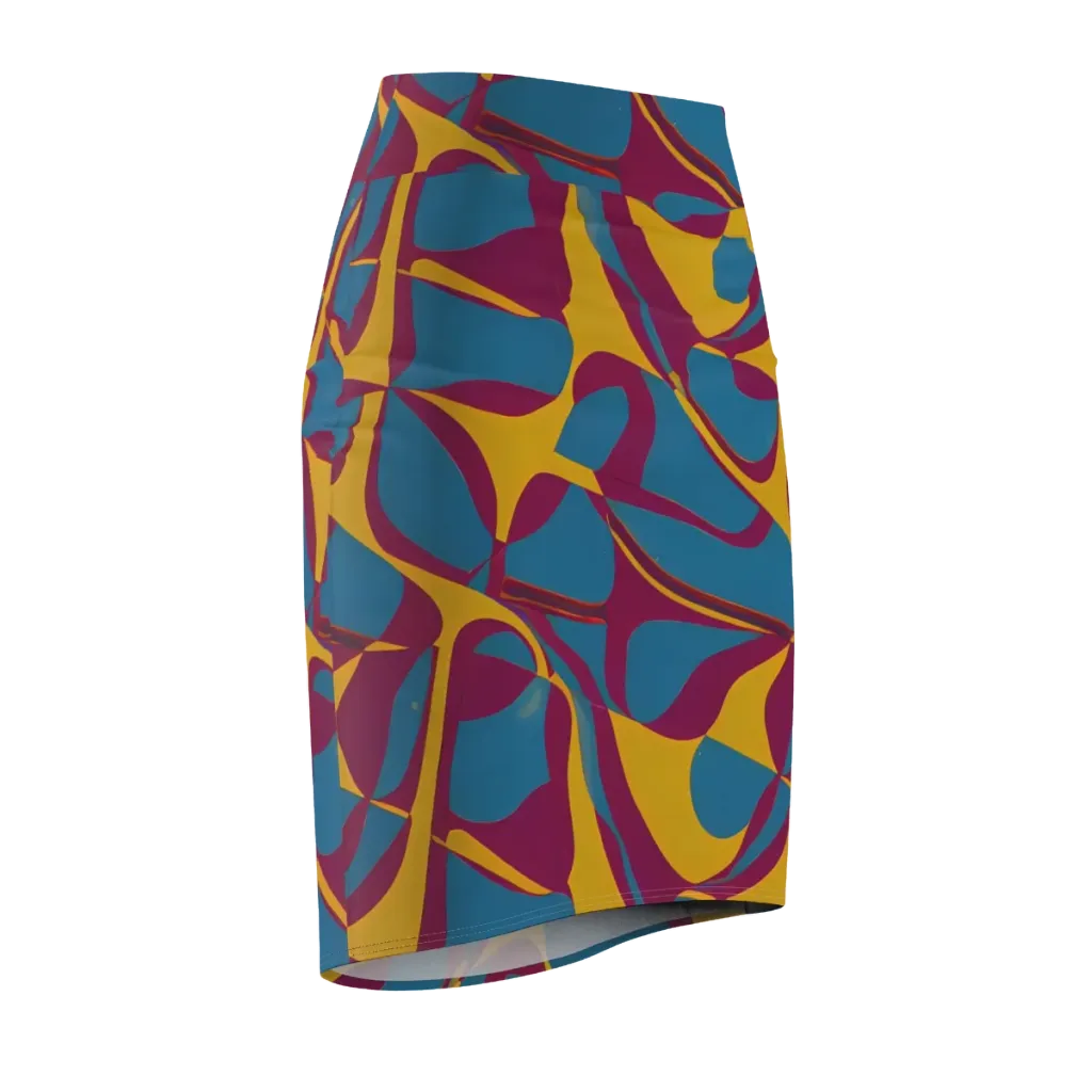 Teal Voltage on Pencil Skirt — Front Side