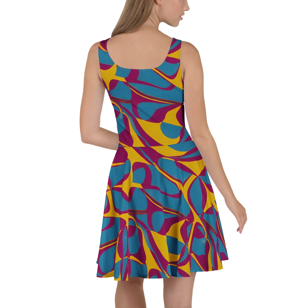 Teal Voltage on Skater Dress — Back