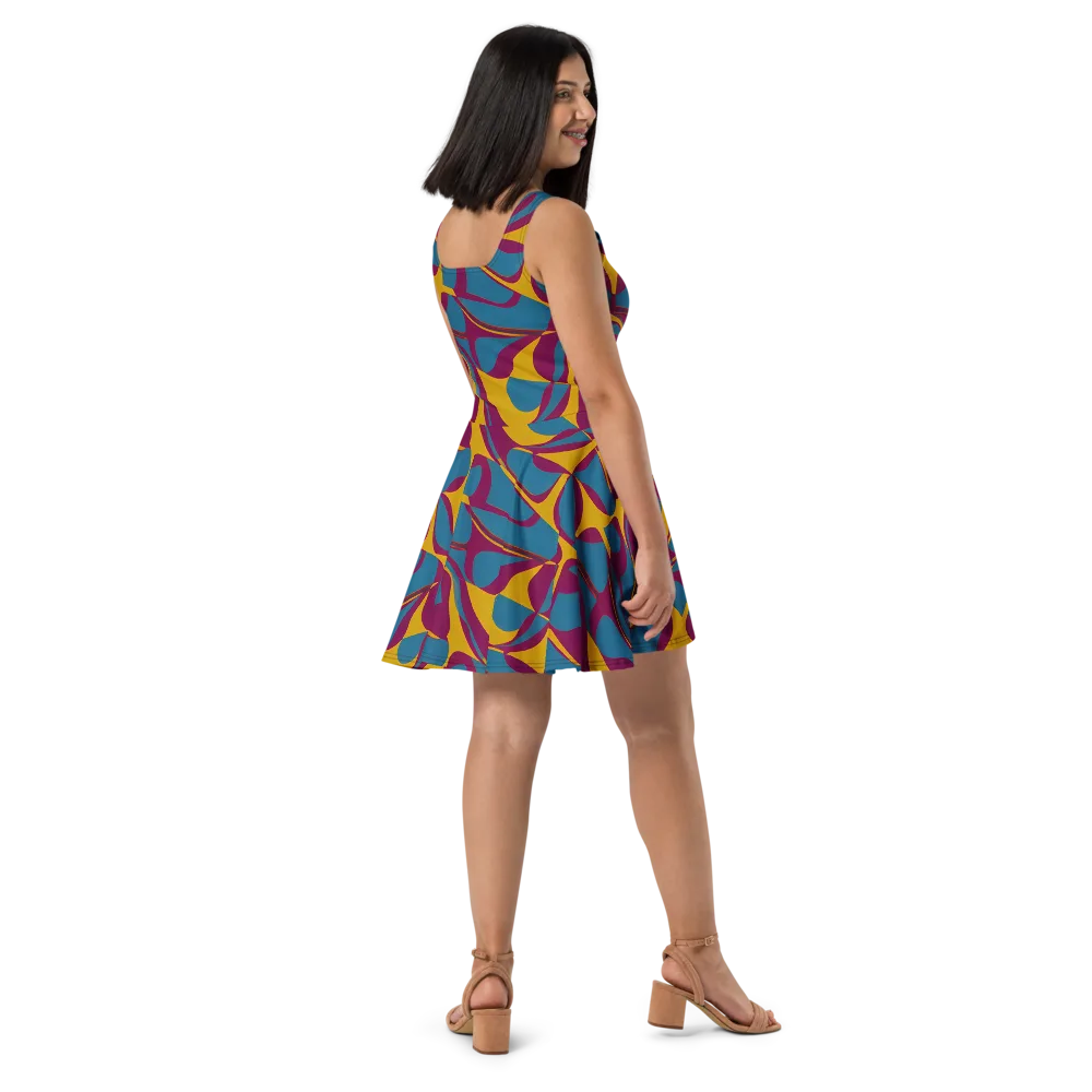 Teal Voltage on Skater Dress — Right