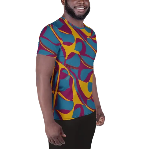 Teal Voltage on a Men's Athletic T-Shirt