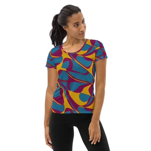 Teal Voltage on a Women's Athletic T-Shirt