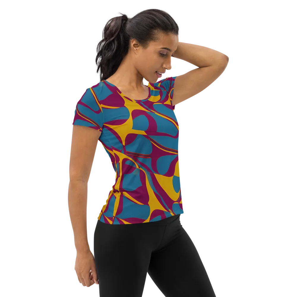 Teal Voltage on Women's Athletic T-Shirt — Right
