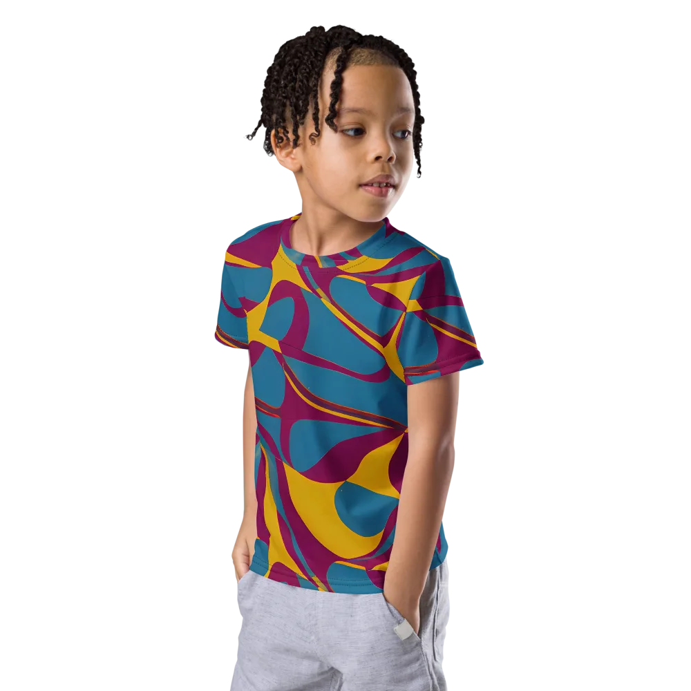 Teal Voltage on Kids Crew Neck T-Shirt — Left Front