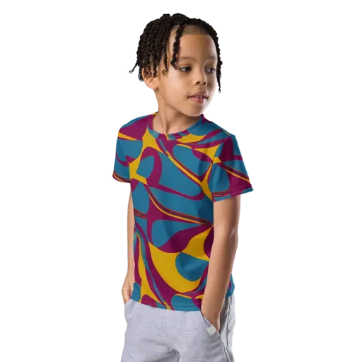 Teal Voltage on a Kids Crew Neck T-Shirt