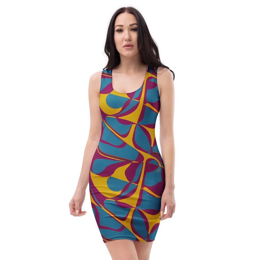 Teal Voltage on Bodycon Dress — Front