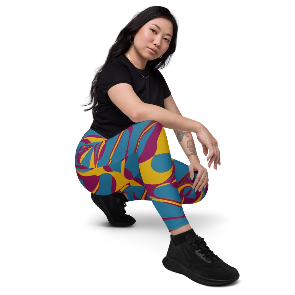 Teal Voltage on Leggings with Pockets — Right Front