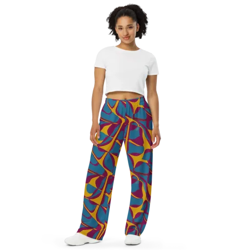 Teal Voltage on a Wide-Leg Pants