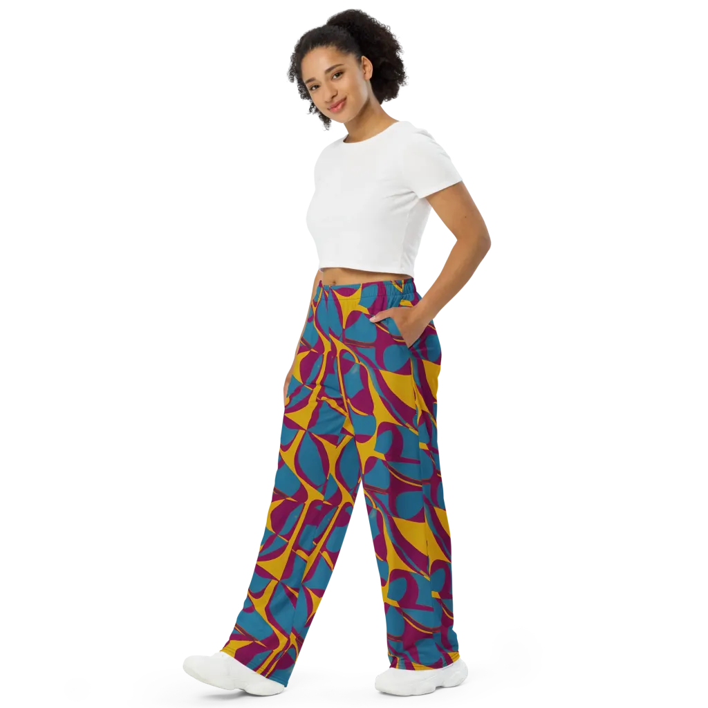 Teal Voltage on Wide-Leg Pants — Left Front