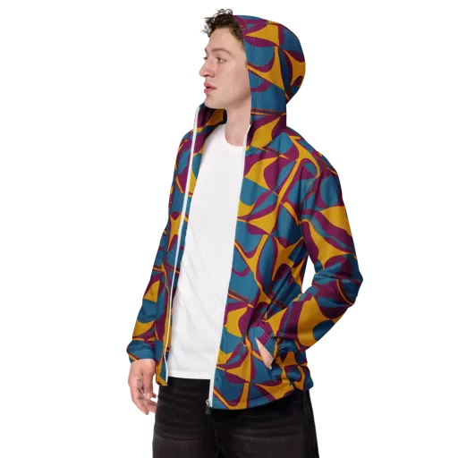 Teal Voltage on a Men's Windbreaker