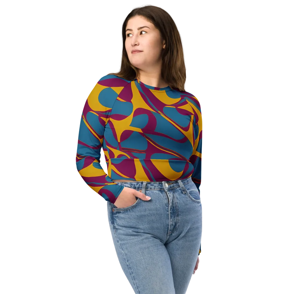 Teal Voltage on Long Sleeve Crop Top — Front