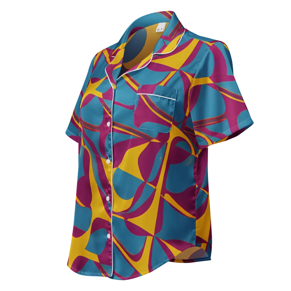Teal Voltage on Women's Short Sleeve Pajama Top — Left Front