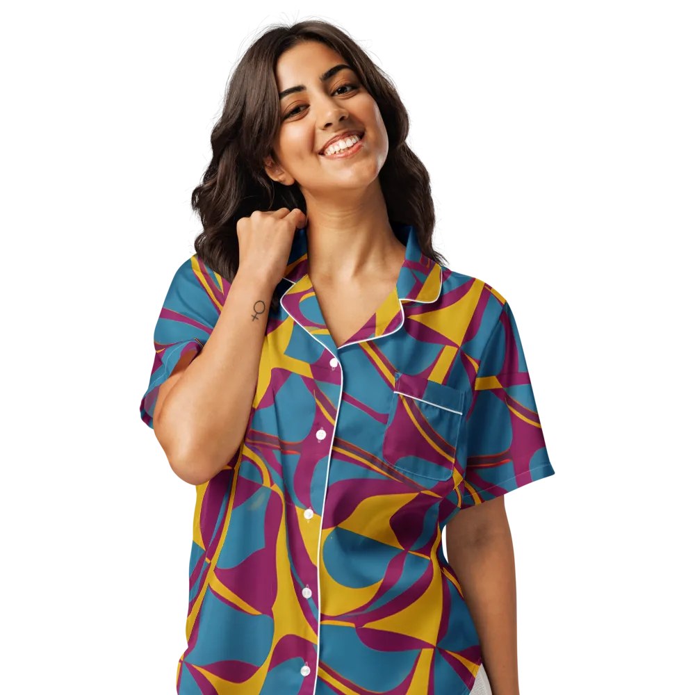 Teal Voltage on Women's Short Sleeve Pajama Top — Front