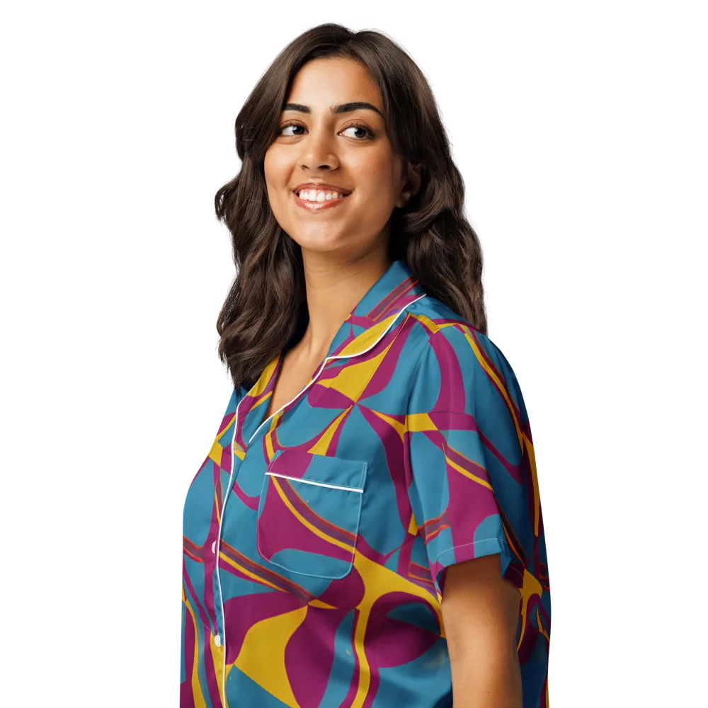 Teal Voltage on Women's Short Sleeve Pajama Top — Left Front