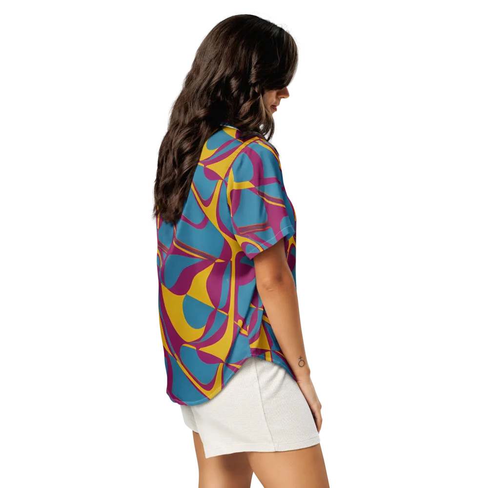 Teal Voltage on Women's Short Sleeve Pajama Top — Right Back