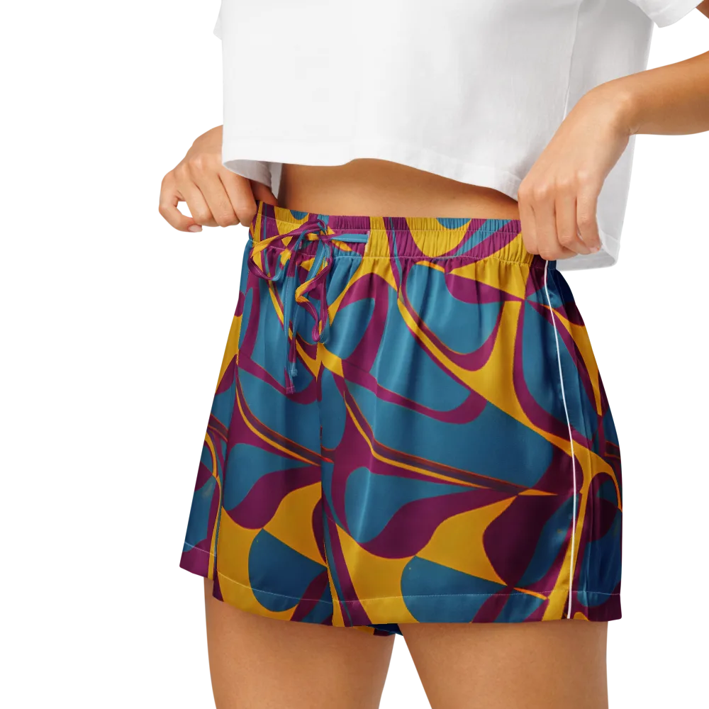 Teal Voltage on Women's Pajama Shorts — Left