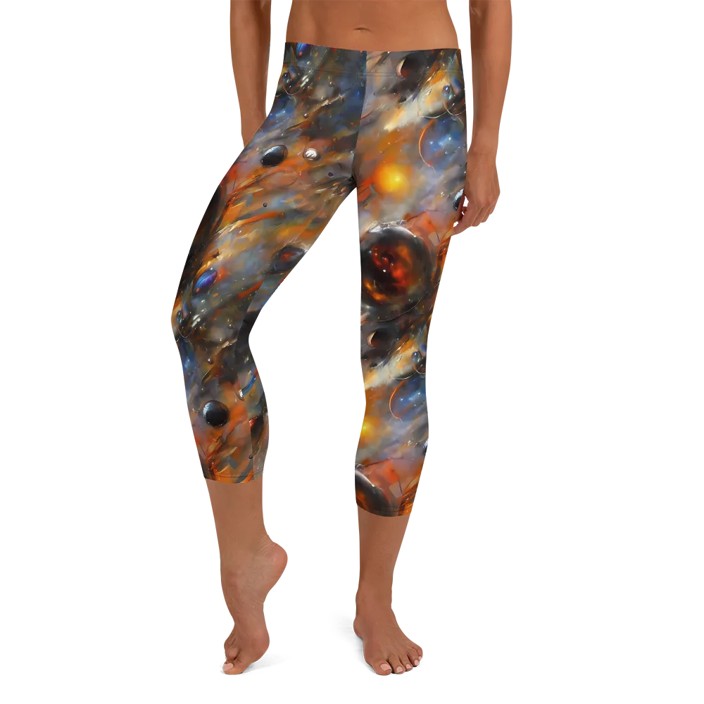 Brushstroke Blaze on Capri Leggings — Front