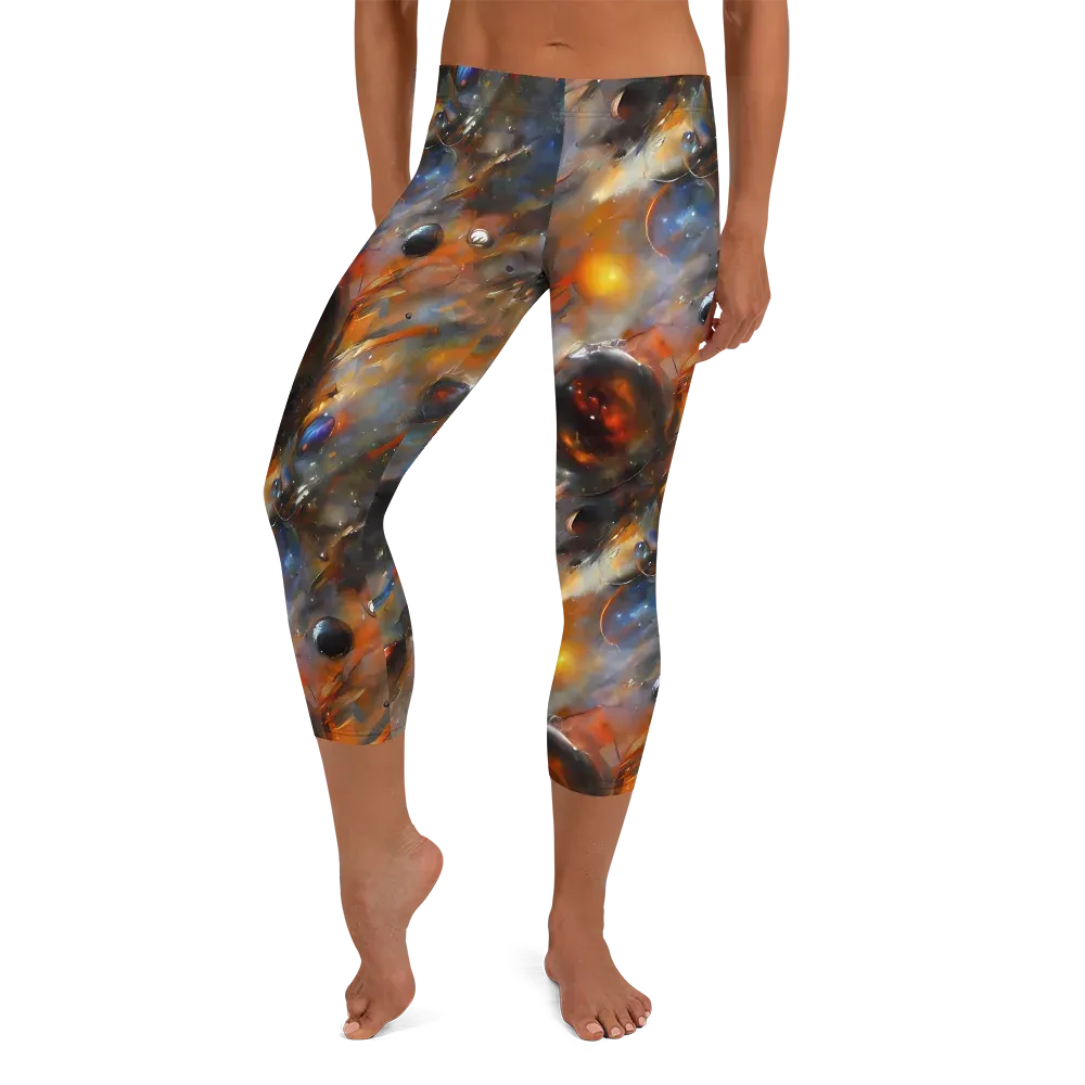 Brushstroke Blaze on Capri Leggings — Front