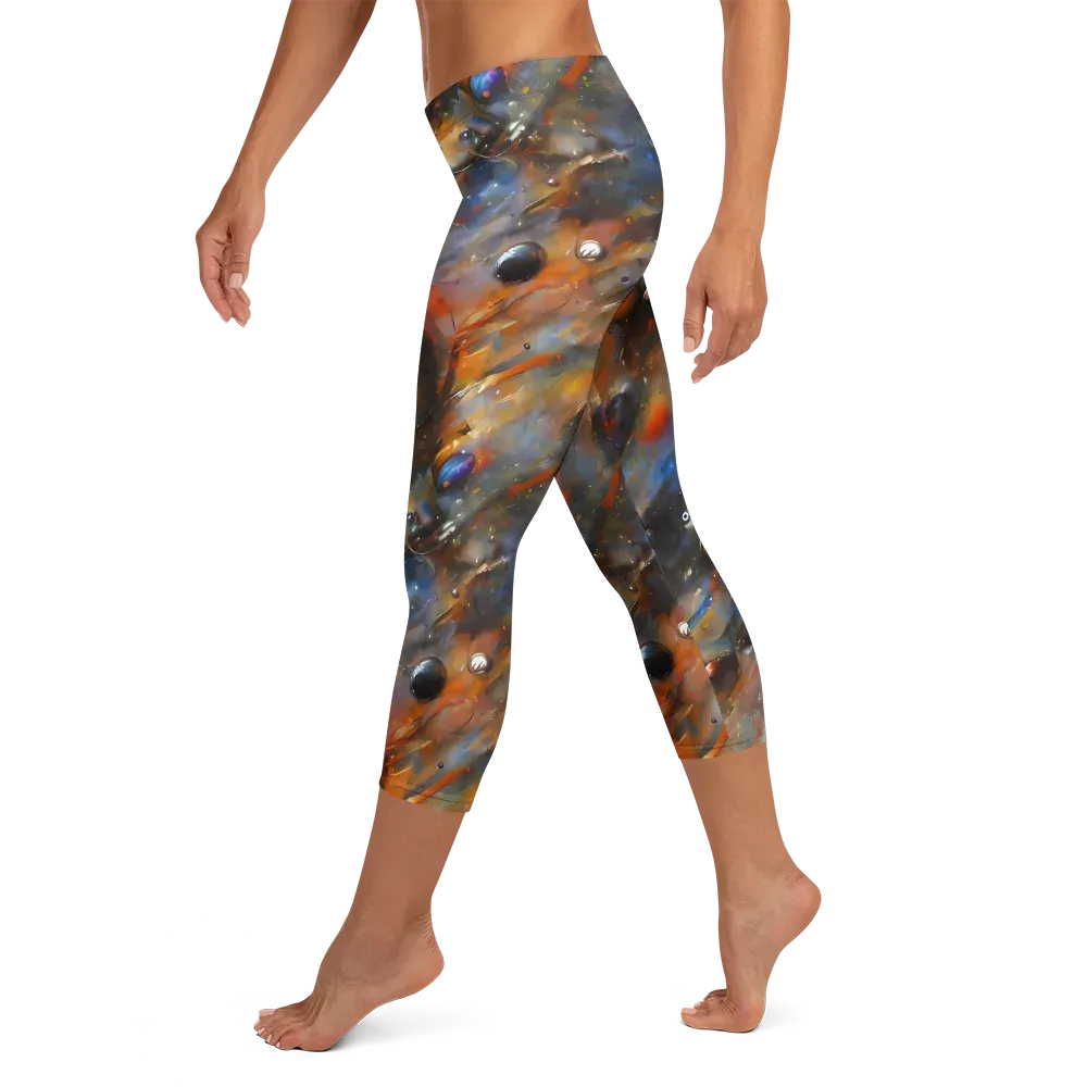 Brushstroke Blaze on Capri Leggings — Left