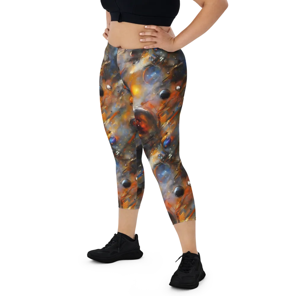 Brushstroke Blaze on Capri Leggings — Front