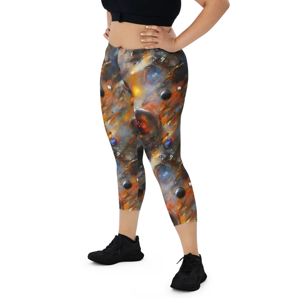 Brushstroke Blaze on Capri Leggings — Front
