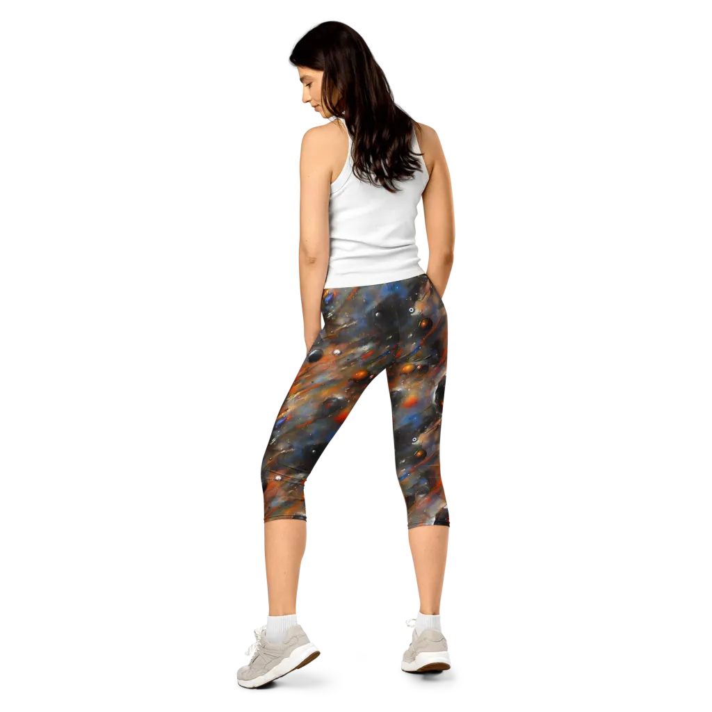 Brushstroke Blaze on Capri Leggings — Back