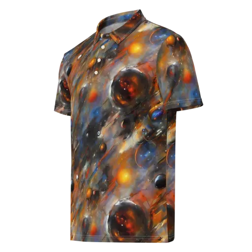 Brushstroke Blaze on a Men's Slim Fit Polo Shirt