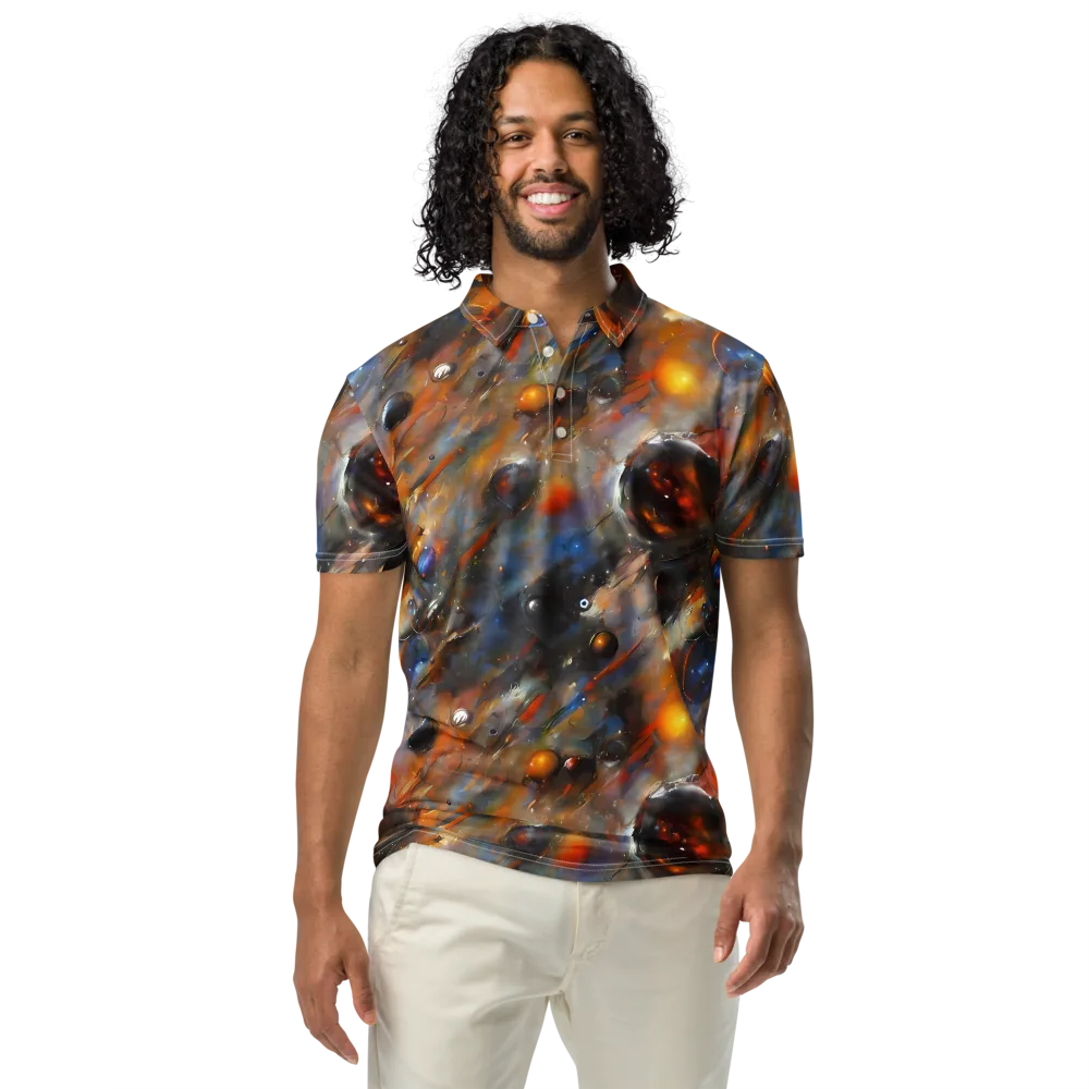 Brushstroke Blaze on Men's Slim Fit Polo Shirt — Front