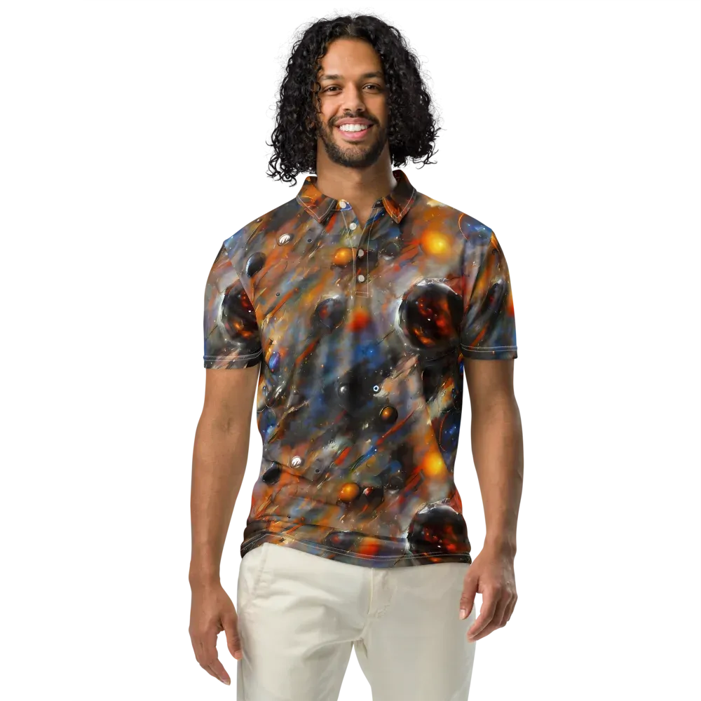 Brushstroke Blaze on Men's Slim Fit Polo Shirt — Front