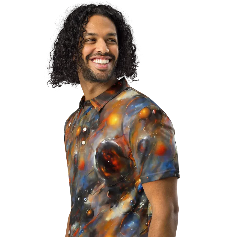 Brushstroke Blaze on Men's Slim Fit Polo Shirt — Left Front