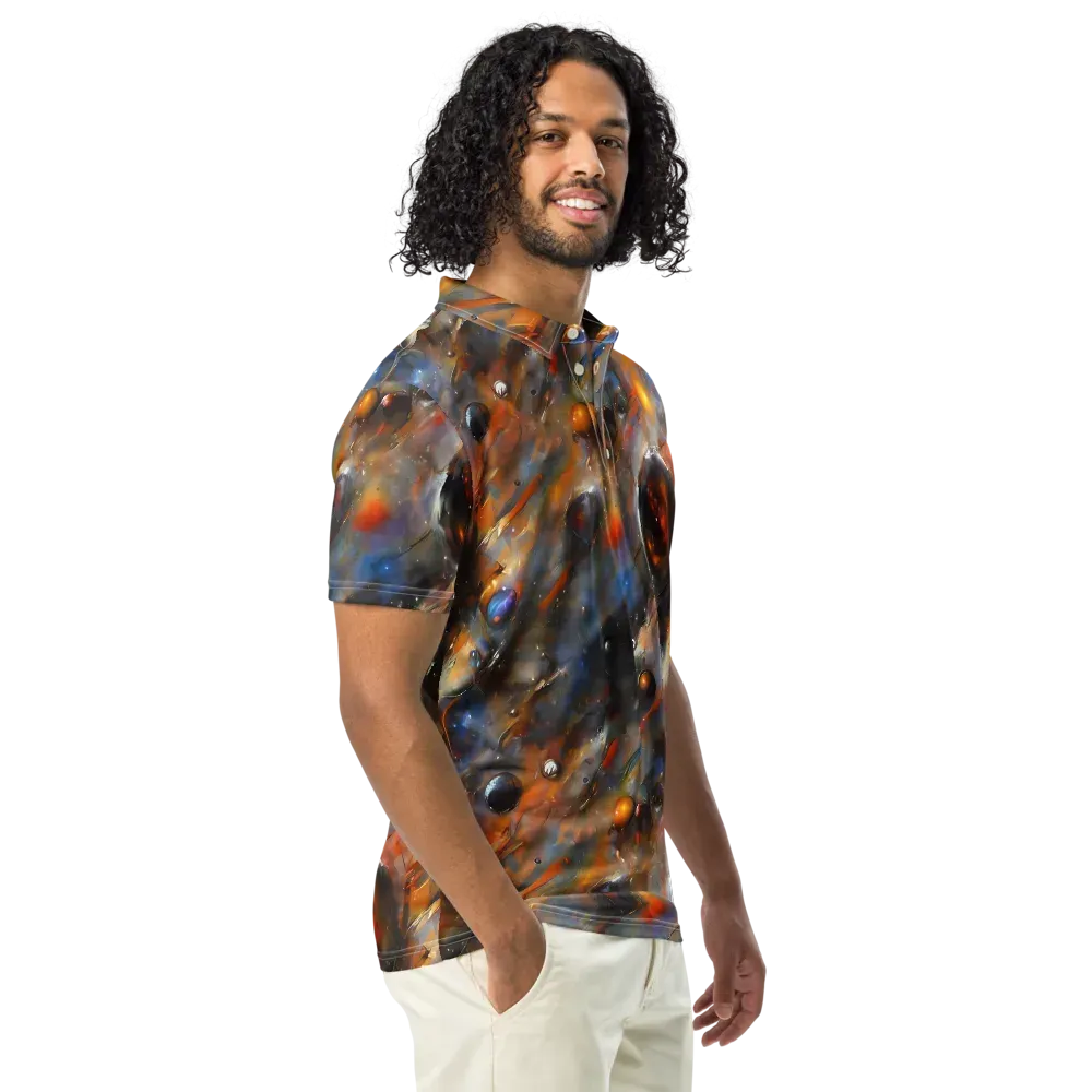 Brushstroke Blaze on Men's Slim Fit Polo Shirt — Right Front