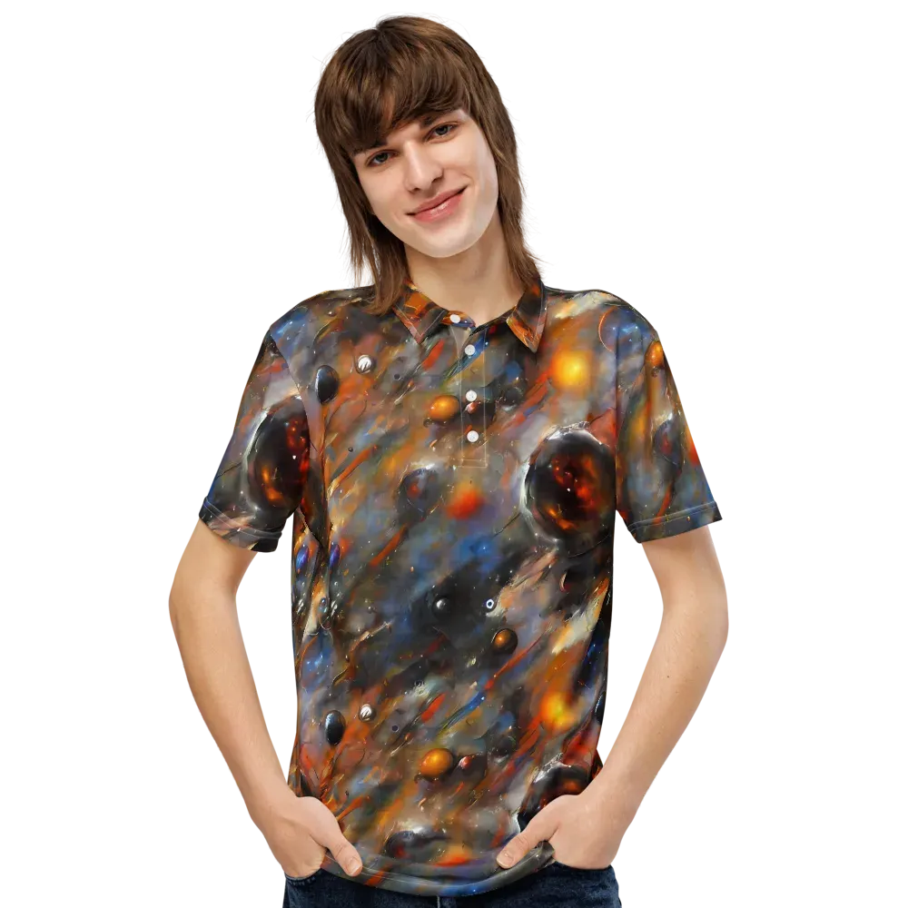 Brushstroke Blaze on Men's Slim Fit Polo Shirt — Front