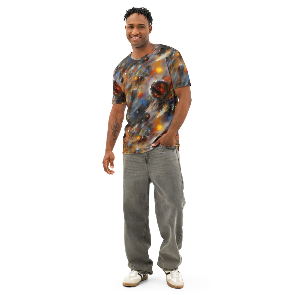 Brushstroke Blaze on Men's Cotton Crew Neck T-Shirt — Front
