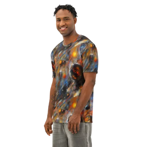 Brushstroke Blaze on a Men's Cotton Crew Neck T-Shirt