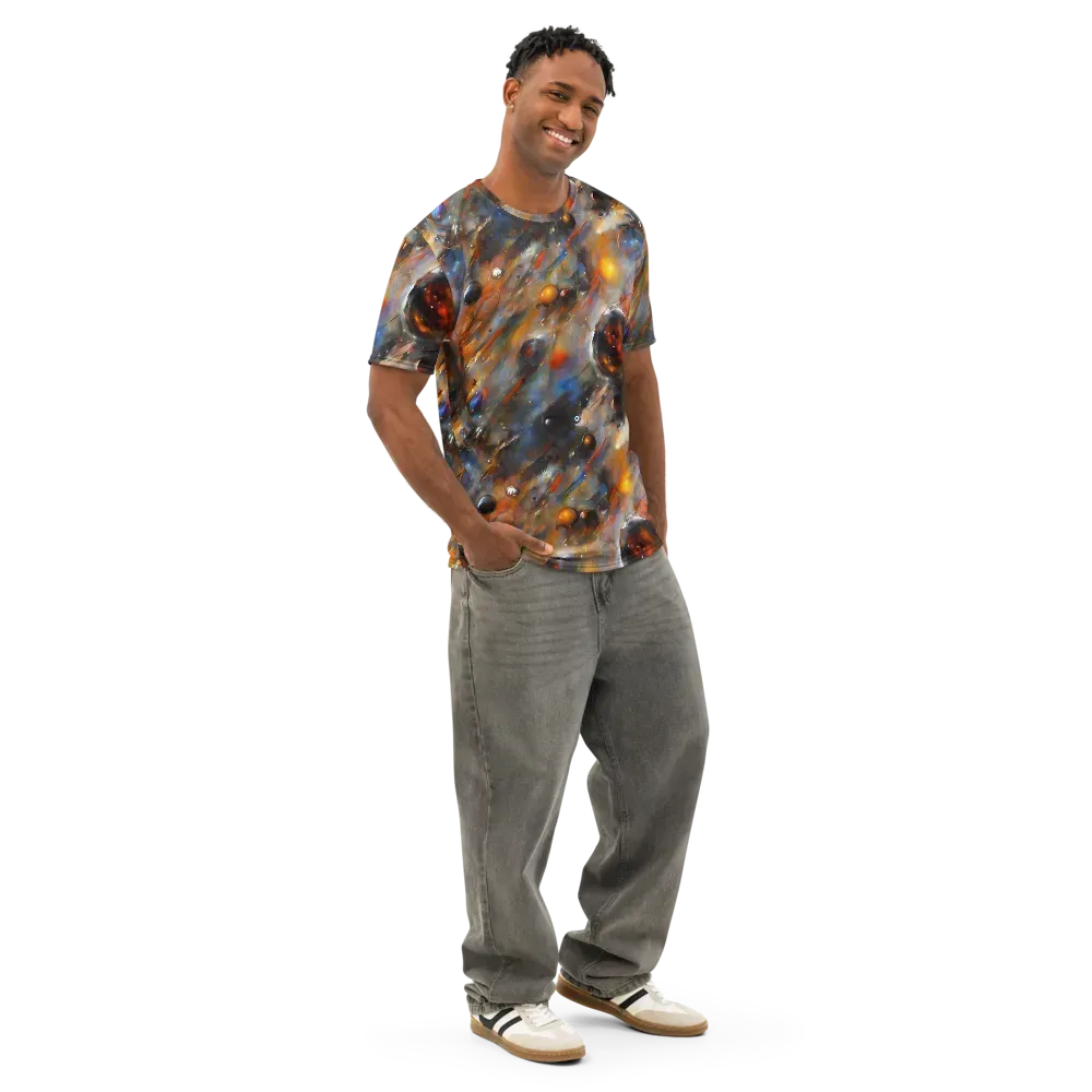 Brushstroke Blaze on Men's Cotton Crew Neck T-Shirt — Right Front