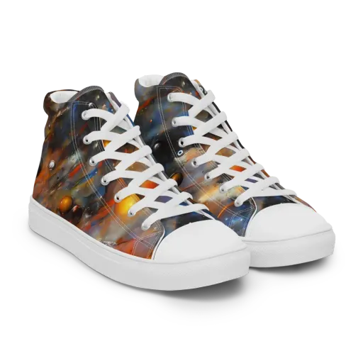 Brushstroke Blaze on a Men's High Top Canvas Shoes