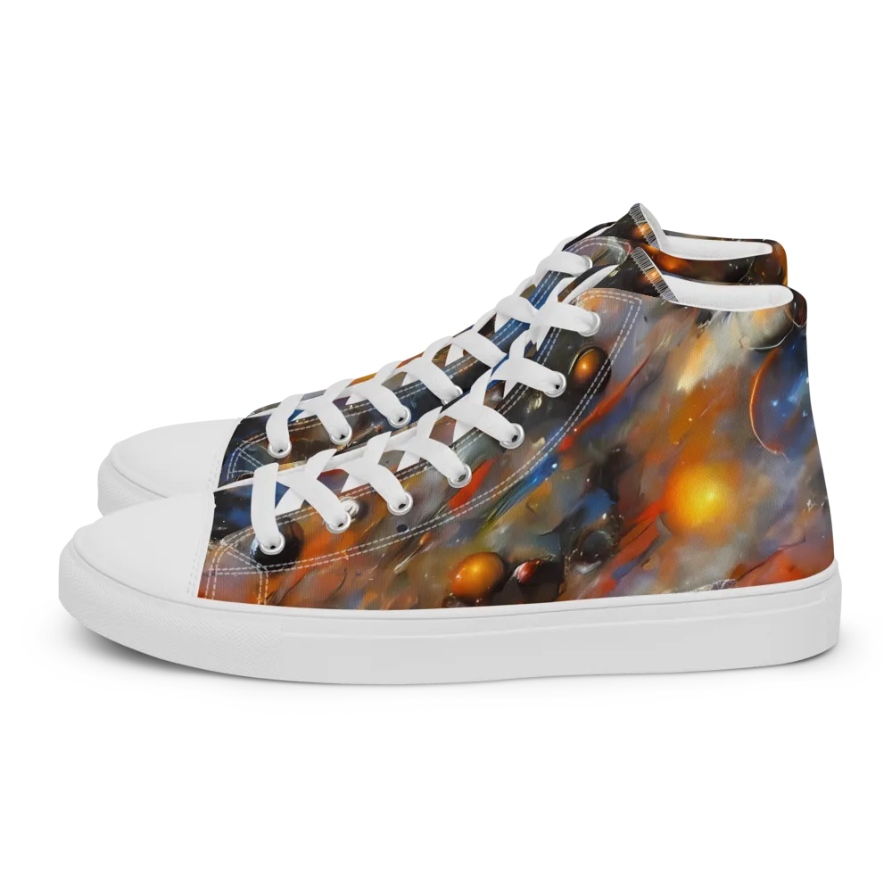 Brushstroke Blaze on Men's High Top Canvas Shoes — Left