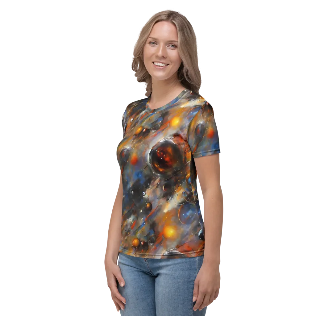 Brushstroke Blaze on Women's Crew Neck T-Shirt — Left